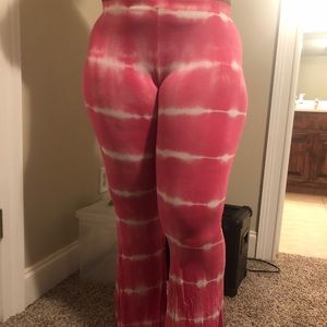 Pink and White bell bottom pants